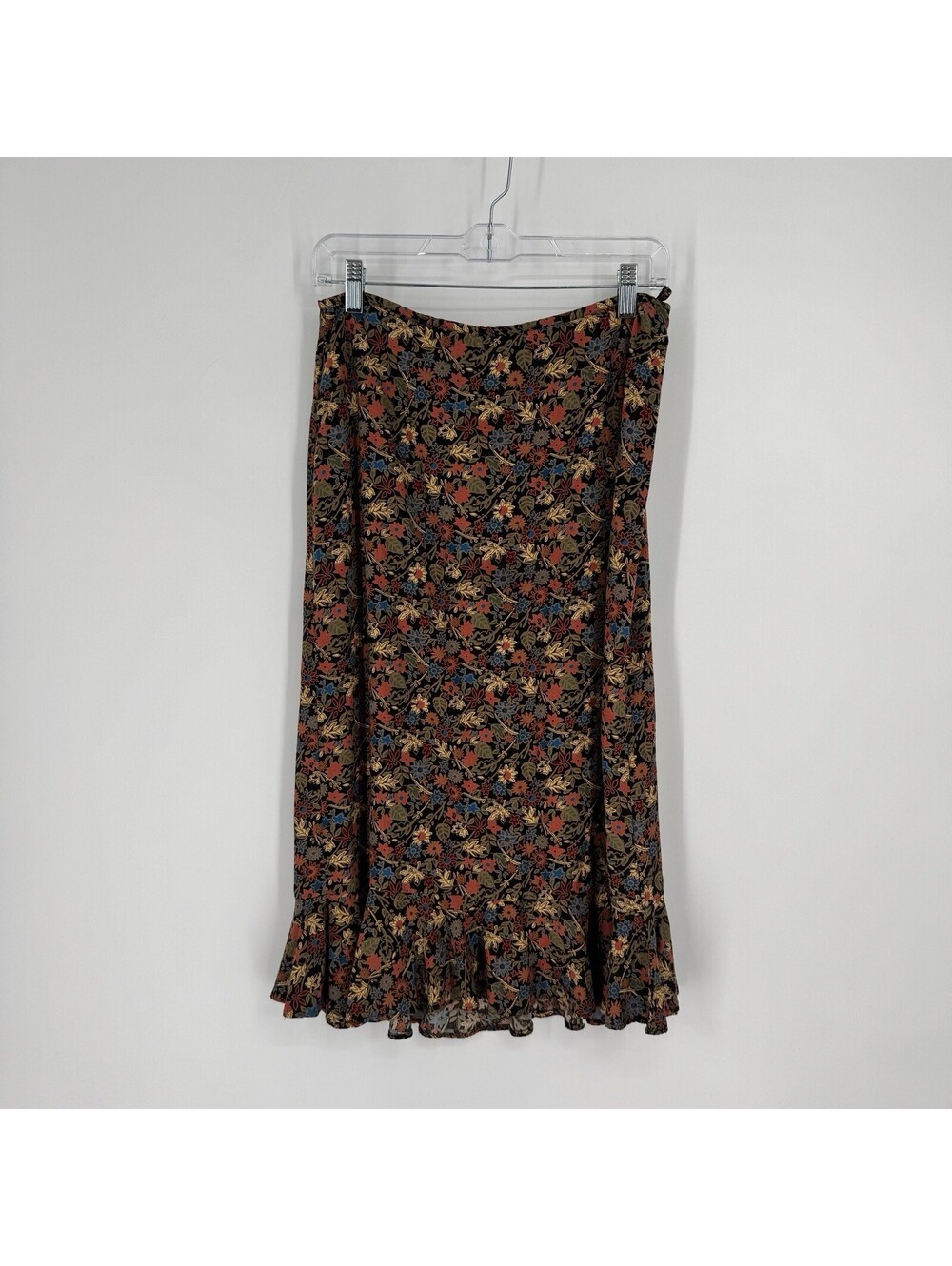 Vintage 90s grunge skirt 6 midi dark floral whimsigoth forest fall dark slip